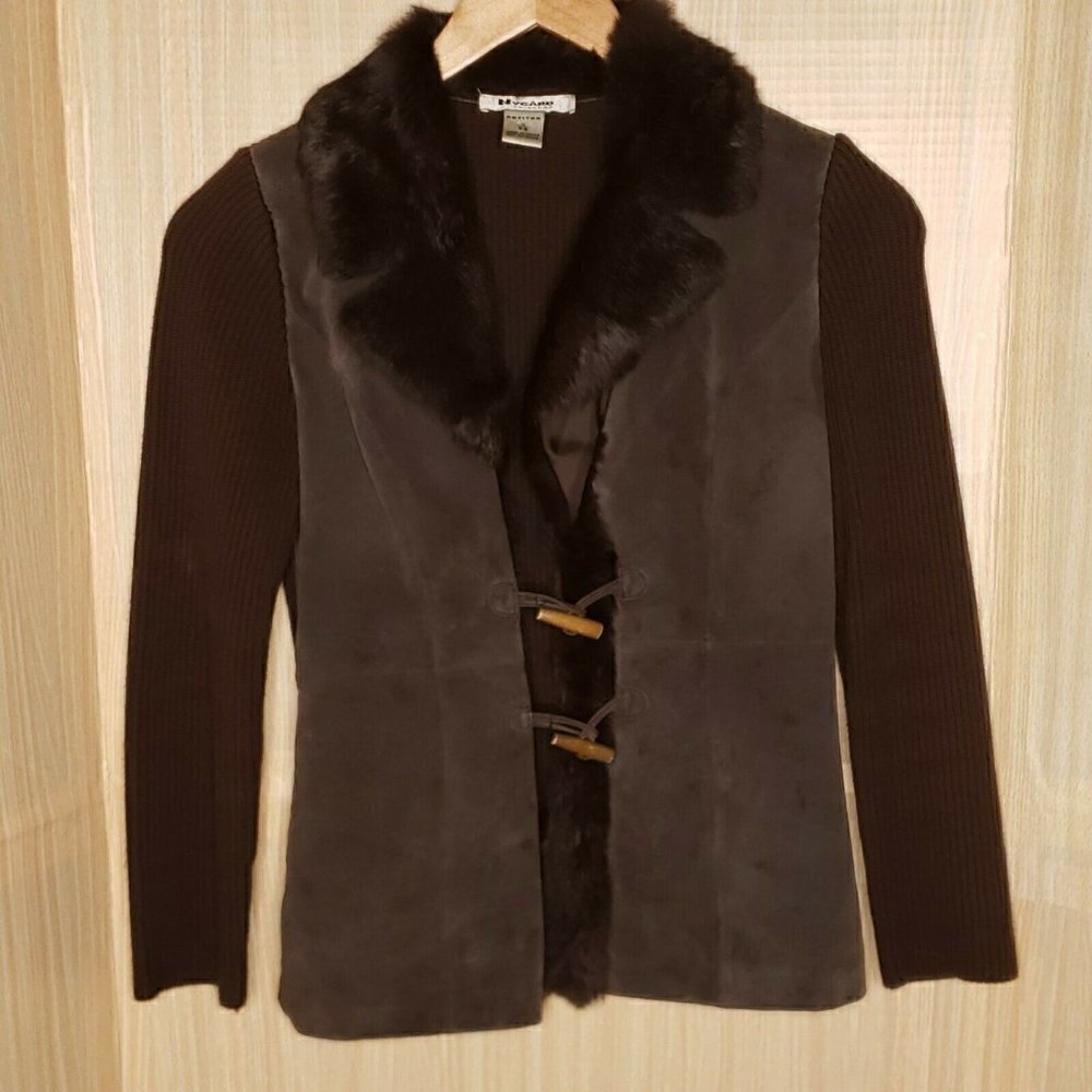 Peter Nygard Womens Petite Brown Cardigan Sweater